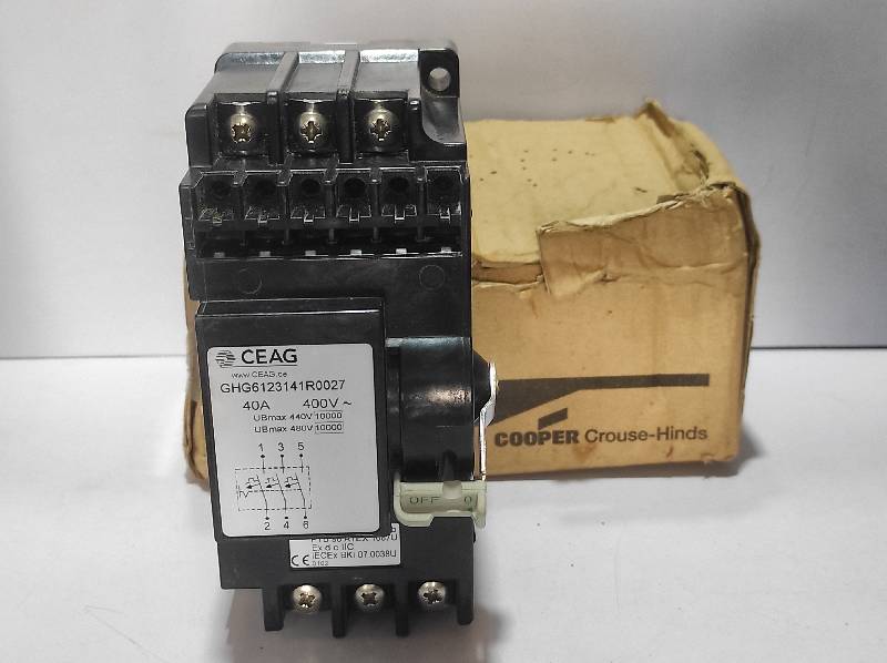 Cooper Crouse Hinds GEAG GHG6123141R0027 Circuit Breaker 400V 40A 3Pole