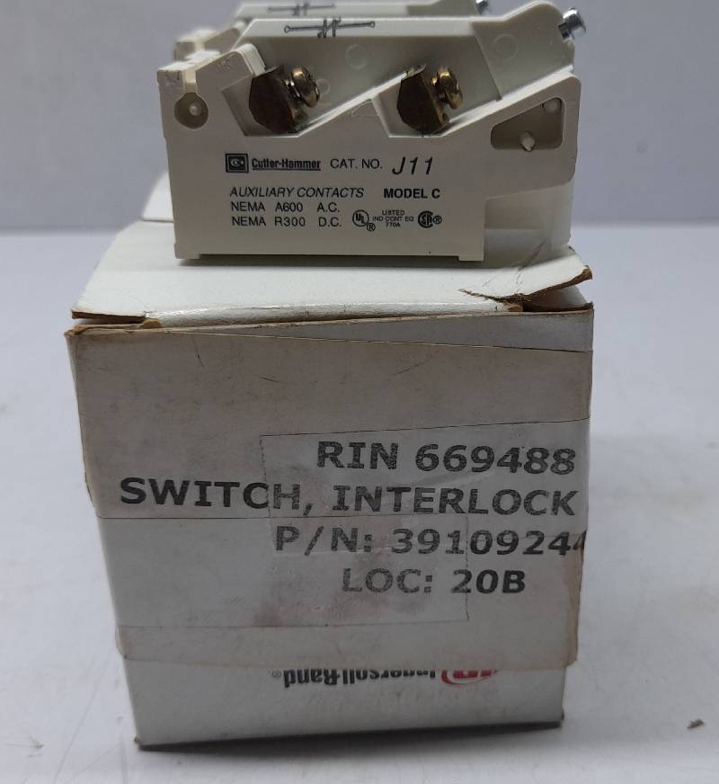 Cutler Hammer J11 Model C Auxiliary Contact  Ingersoll Rand 39109244 Interlock Switch