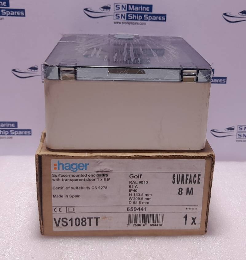 Hager VS108TT Surface Mounted Enclosure With Transparent Door 1x8 M