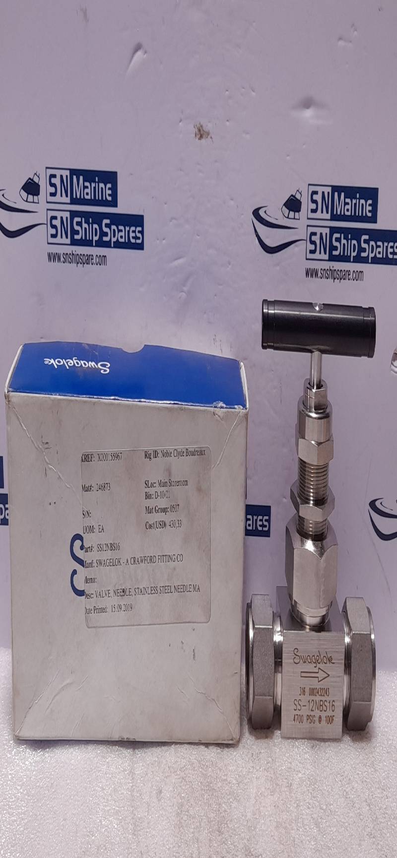 Swagelok SS-12NBS16 Needle Valve SS12NBS16 4700PSIG @ 100F