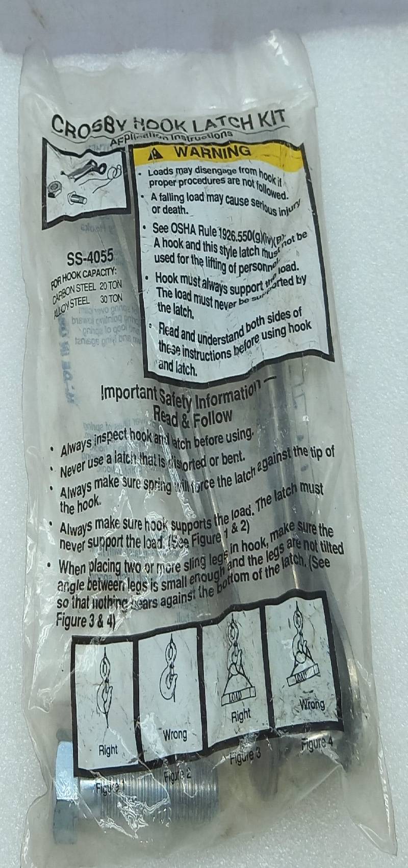 Crosby SS-4055 Stainless Steel Hook Latch Kit 1090161 5PCs In Lot