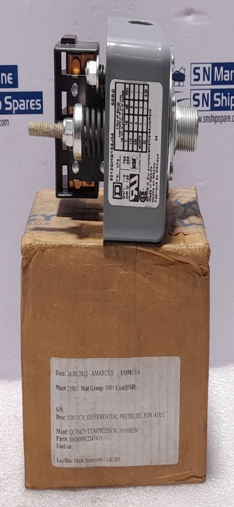 Square D 9013GHG1S8J54 Ser C Quincy 22454-1 Pressure Switch 224541