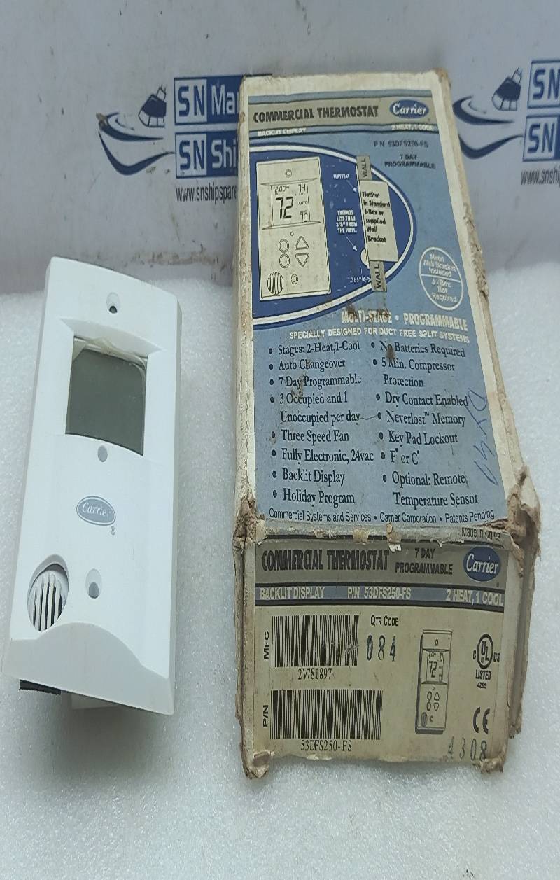 Carrier 53DFS250-FS Commercial Thermostat Backlist Display 2Heat, 1Cool