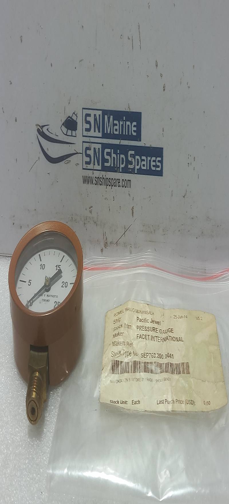 Pressomisure 0-25 Bar Pressure Gauge 2PCs In Lot