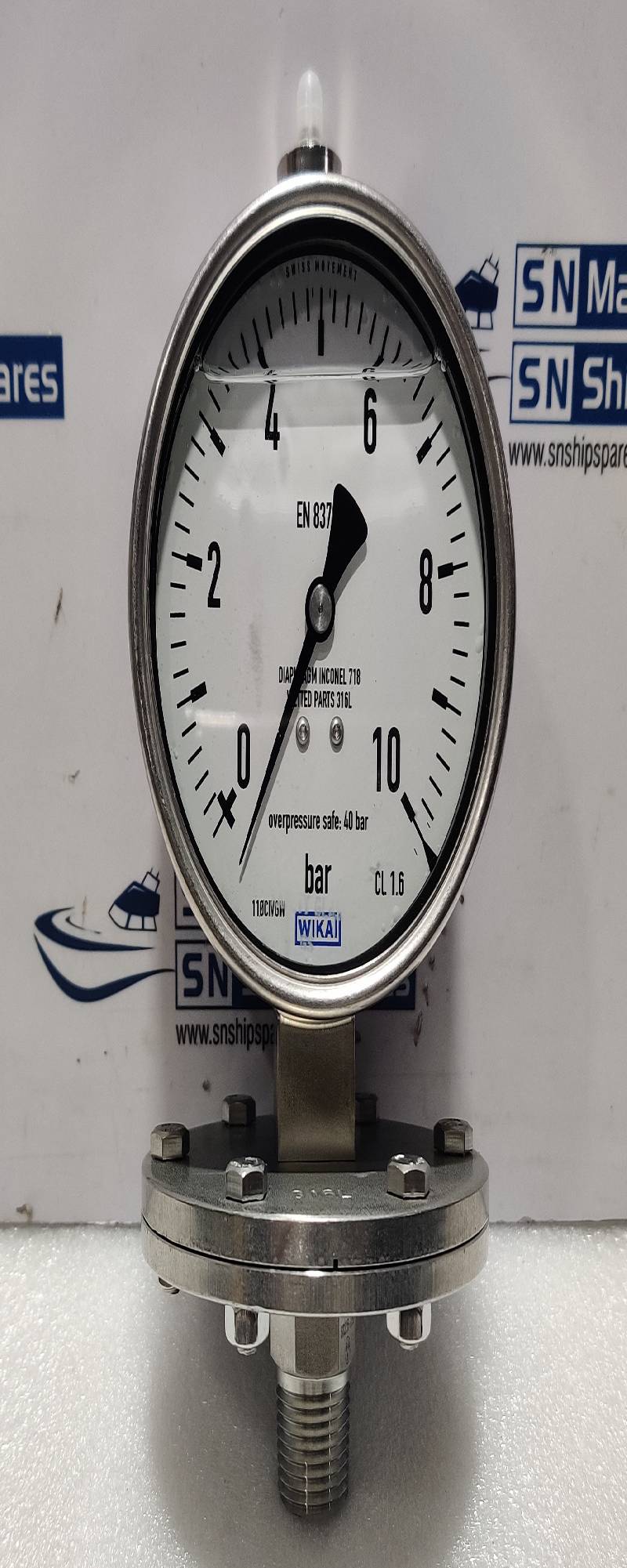 Wika 0-10Bar Pressure Gauge With Attached Assembly