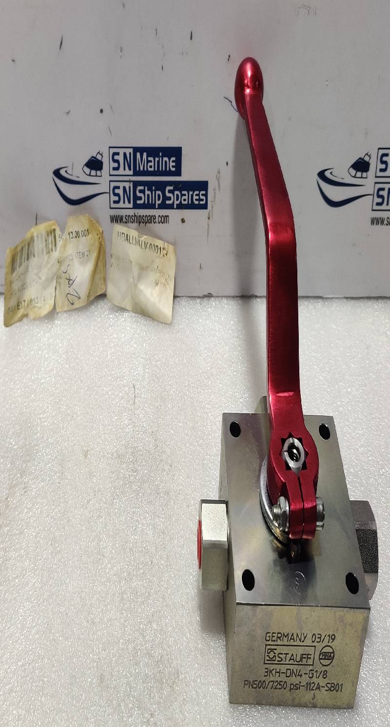 Stauff 3KH-DN4-G1/8 Ball Valve 3-Way PN500/7250Psi