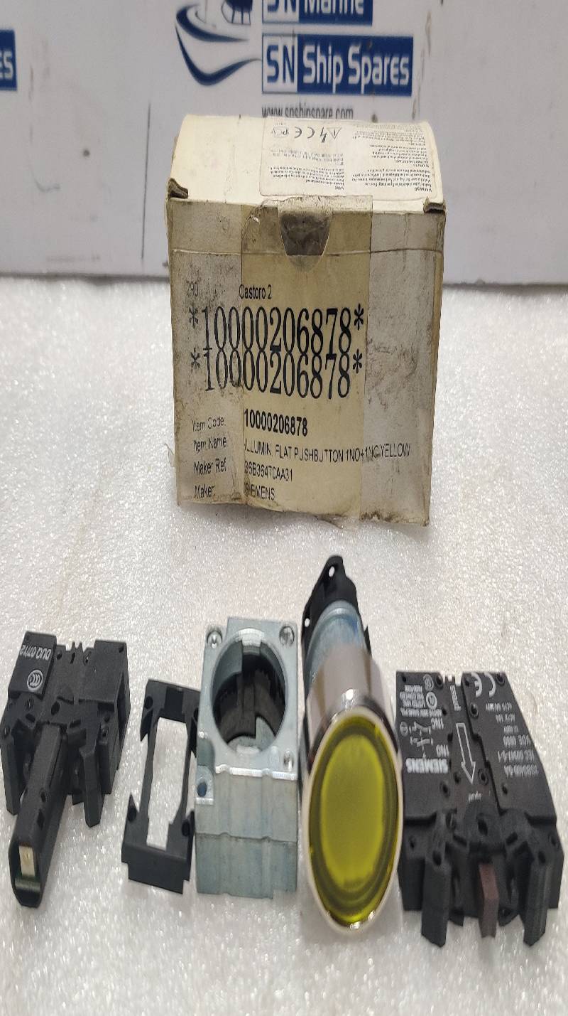 Siemens 3SB3 647-0AA31 Round Yellow Illuminated Flat Push Button 1NO+1NC