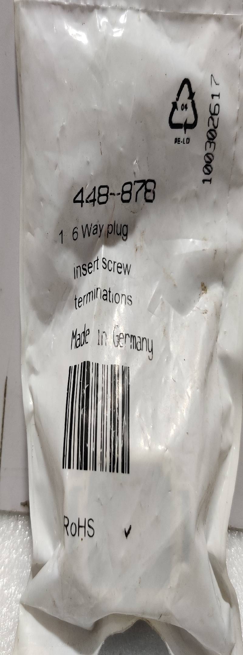 RS Components 448-878 6 Way Plug Insert Termination