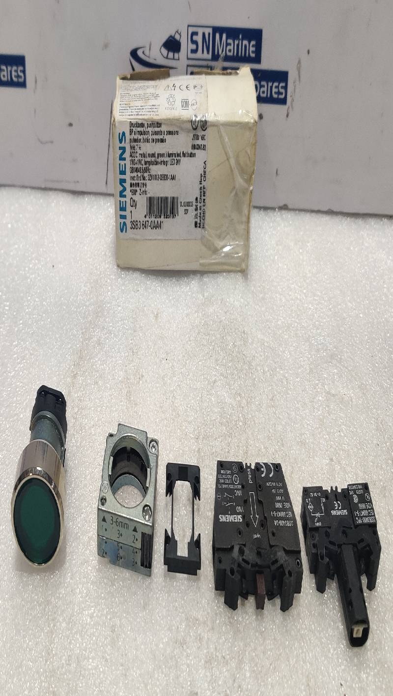 Siemens 3S3B 647-0AA41 Illuminated Flat Green Pushbutton 1NO+1NC