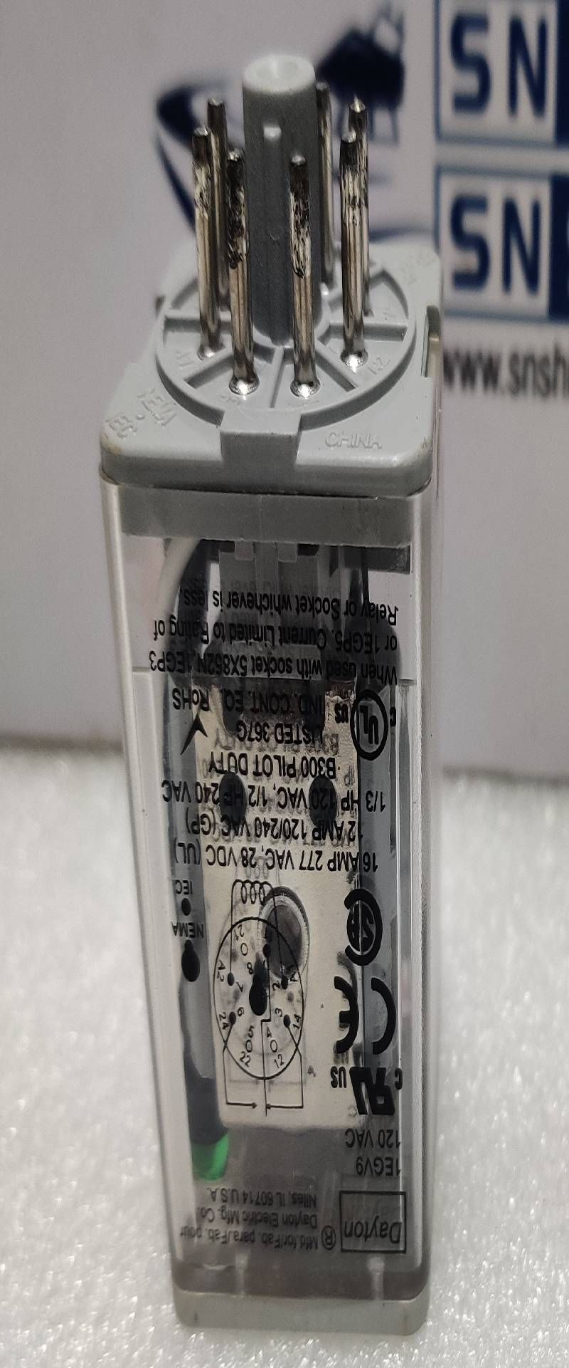 Dayton 1EGV9 SPDT-16AMP Octal Relay Button Led 120VAC