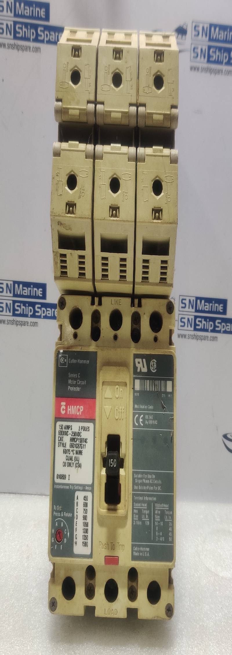 Cutler-Hammer HMCP150T4C Motor Circuit Protector  With Weidmuller WDU 120/150