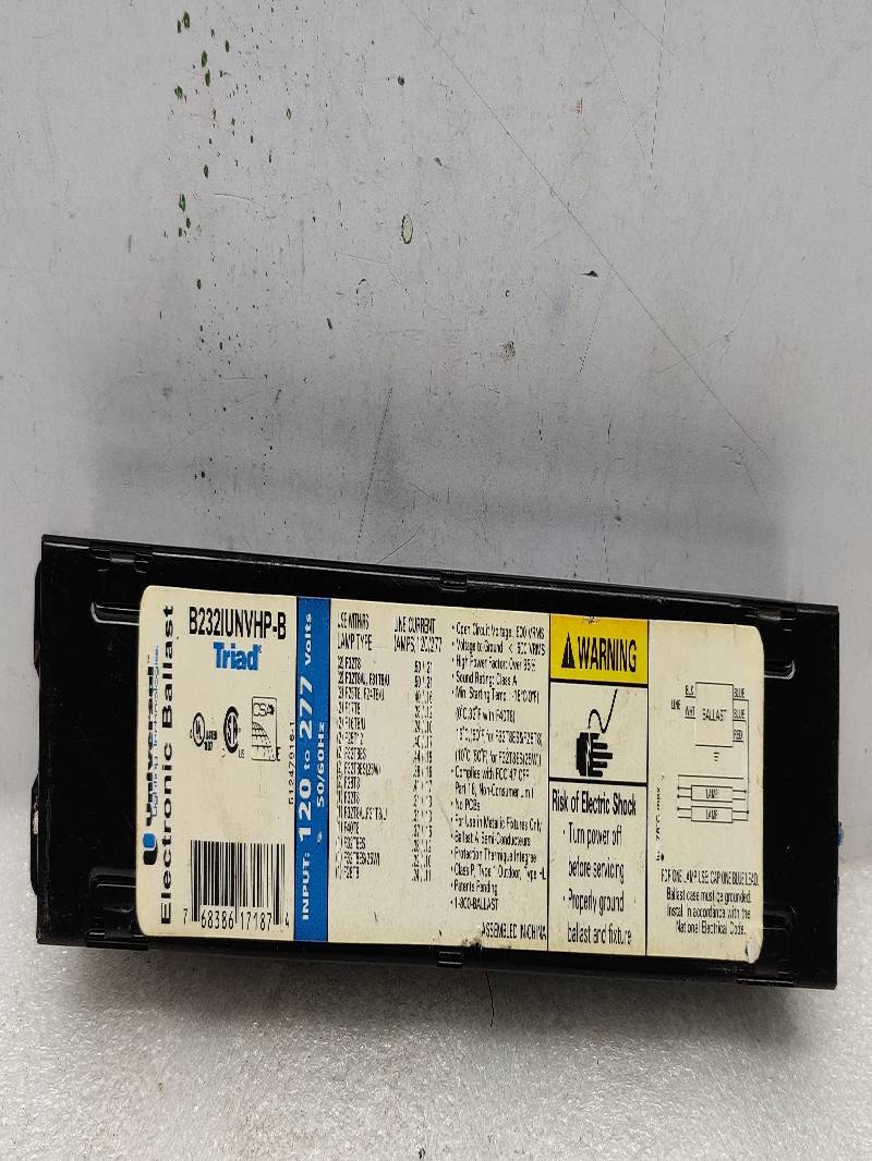UNIVERSAL TIAD B232IUNVHP-B ELECTRONIC BALLAST INPUT-120 TO 277 VOLTS 50/60Hz