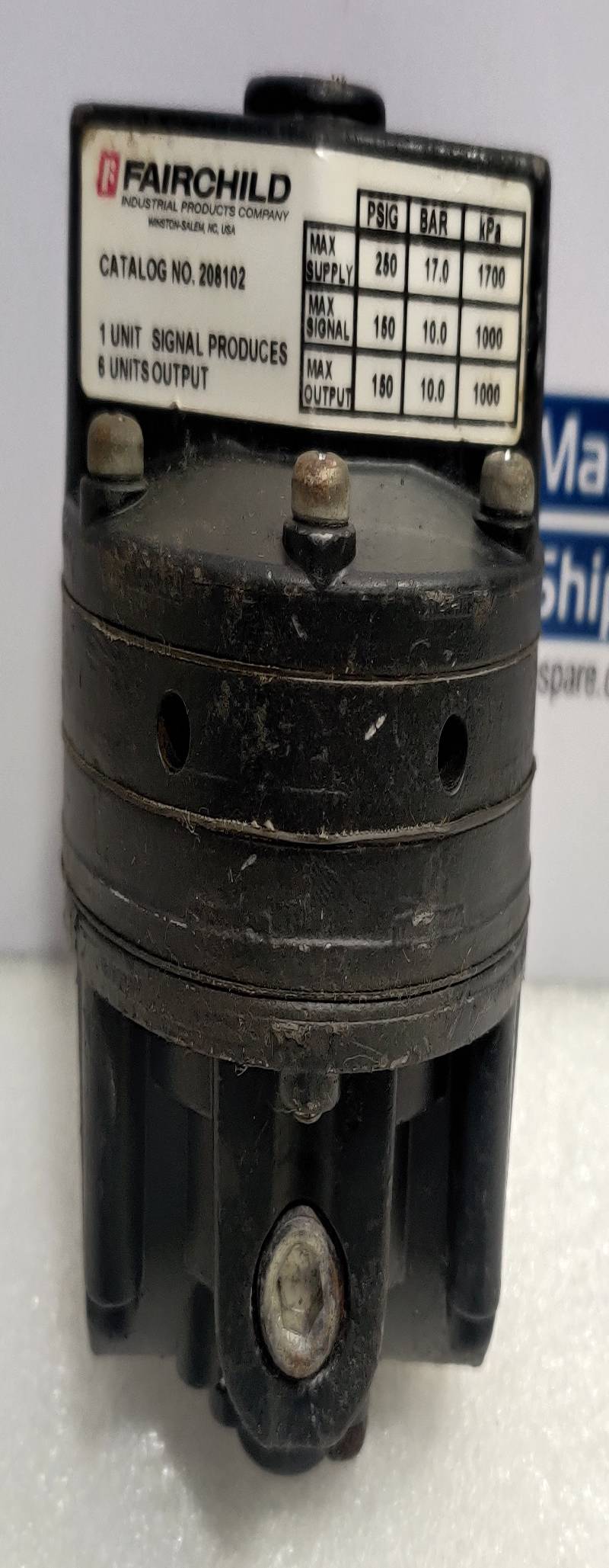 Fairchild 208102 Pneumatic Precision Booster Max Supply 250PSIG Max Out 150PSIG