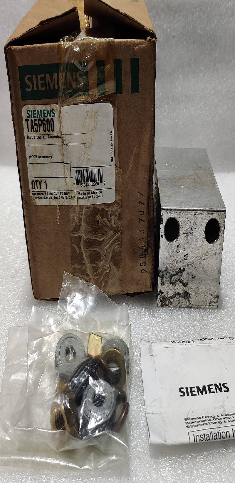 Siemens TA5P600 MCCB Lug Kit Assembly 300-600K CMIL