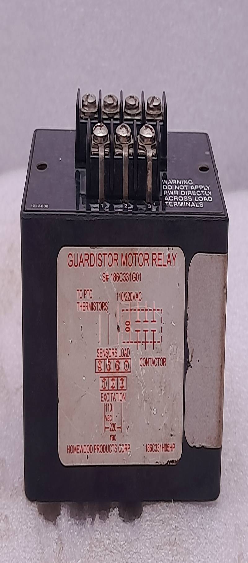 Homewood Products 186C331G01 Guardistor Motor Relay 110/220Vac 186C331H05HP