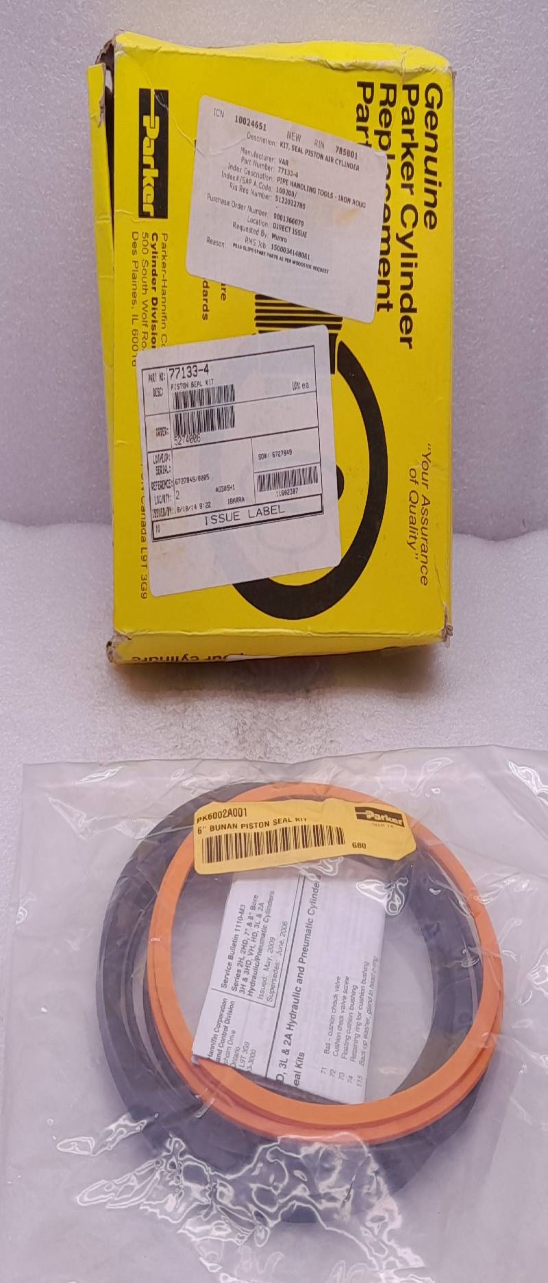 Parker PK6002A001 6” Bunan Piston Seal Kit 