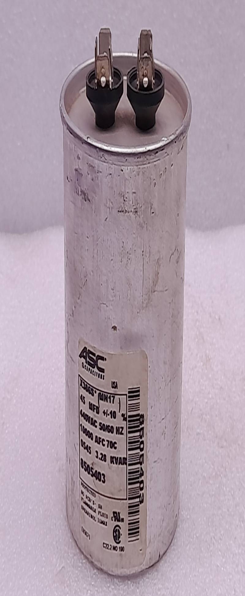 Asc 8505403 Capacitor  440Vac 50/60 Hz  10000 Afc 70C  0545 3.28 Kvar