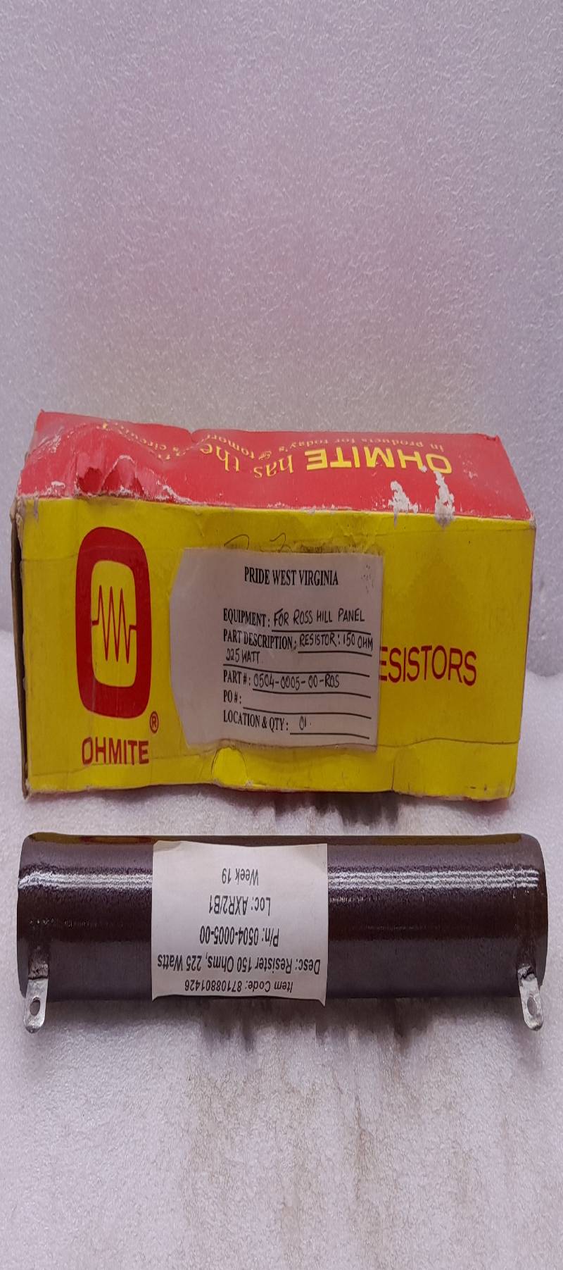 Ohmite L225J150 Resistor  150 Ohms 225Watts  No.0905