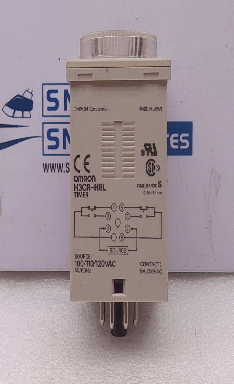 Omron H3CR-H8L Timer Time Range: 0.6 To 12sec 100/110/120VAC 50/60Hz Contact 5A 250VAC