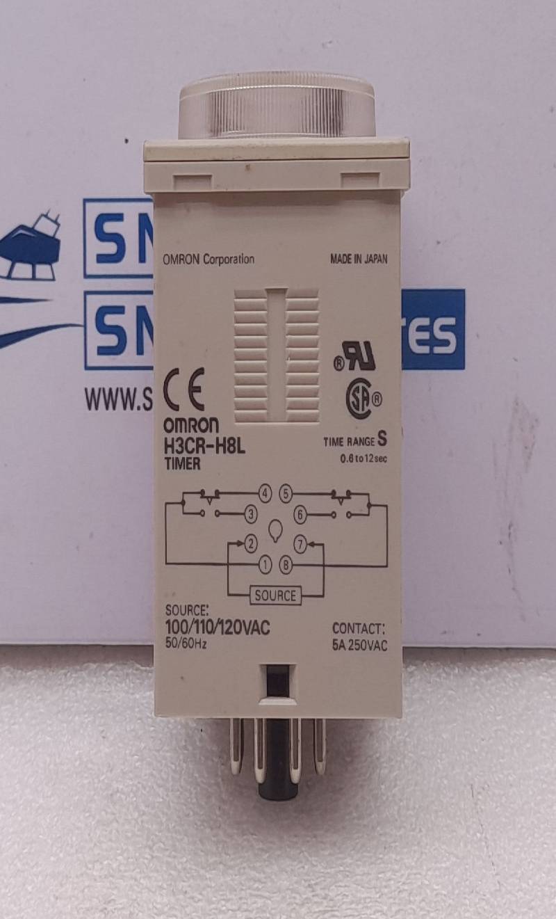 Omron H3CR-H8L Timer Time Range: 0.6 To 12sec 100/110/120VAC 50/60Hz Contact 5A 250VAC