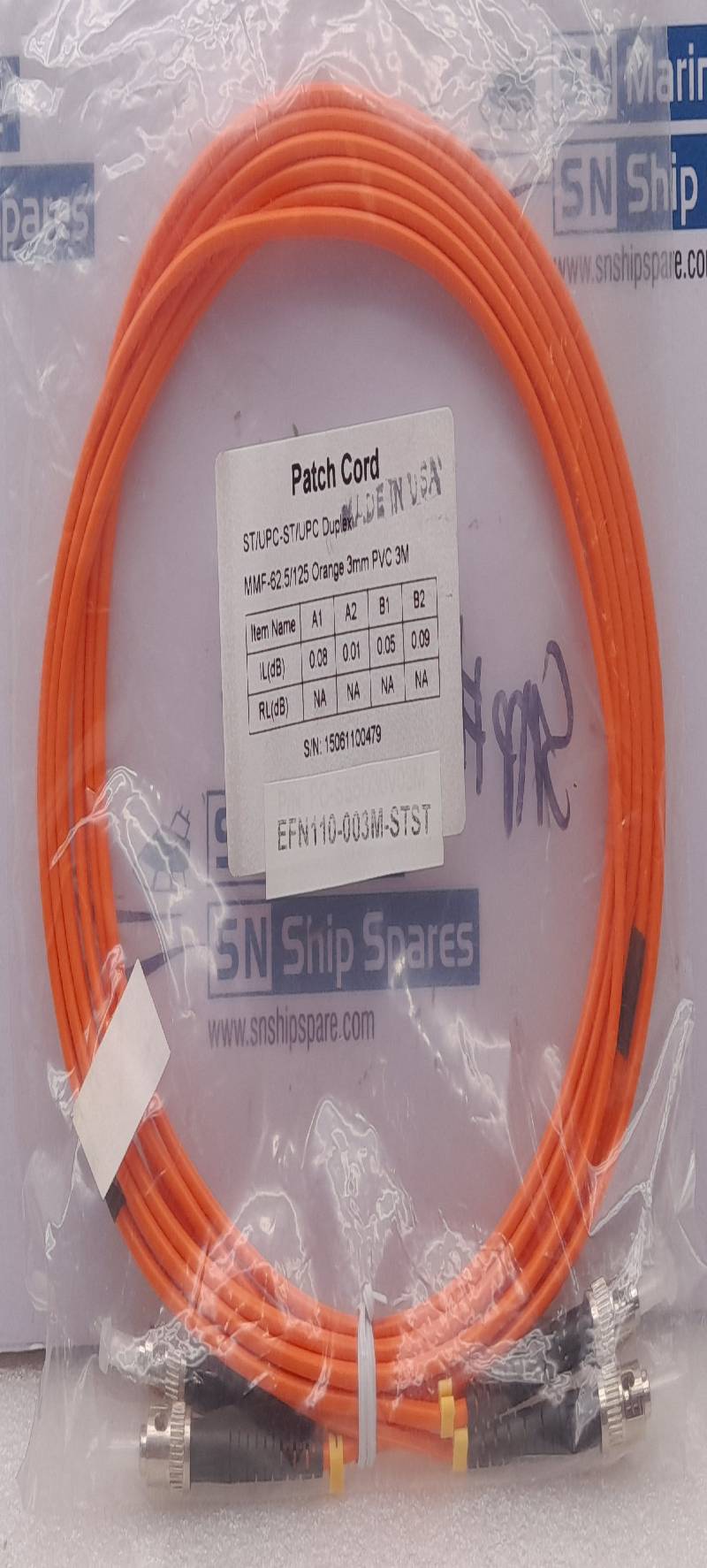 Black Box EFN110-003M-STST Duplex MMF-62.5/125 Orange 3mm PVC 3M 