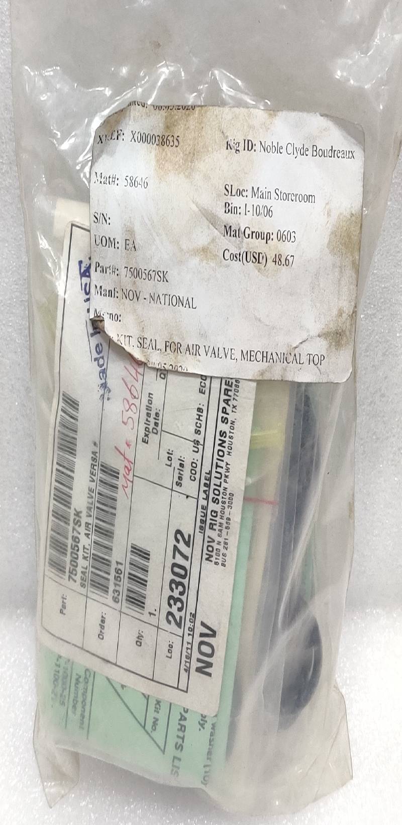 NOV 7500567SK SEAL KIT AIR VALVE