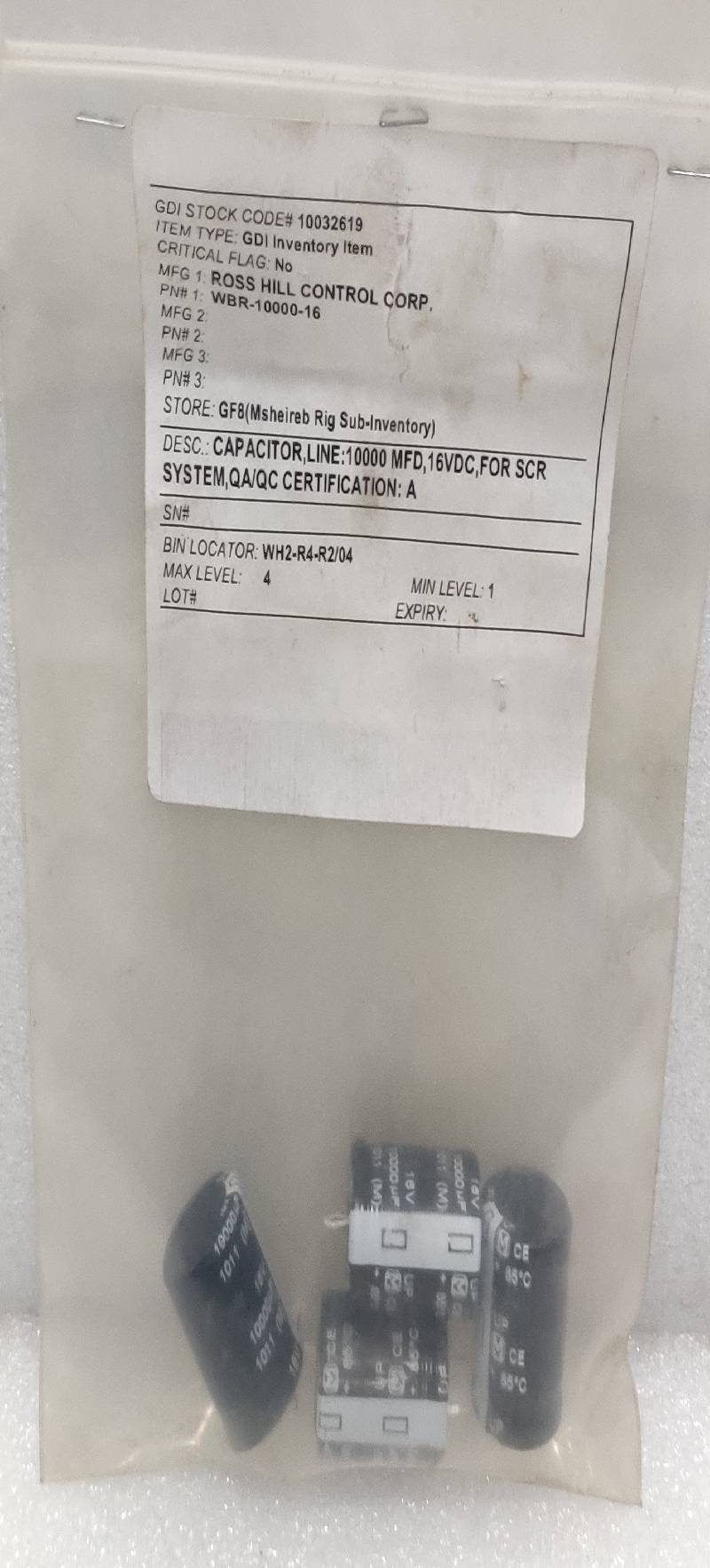 Ross hill WBR – 10000 – 16 capacitor line