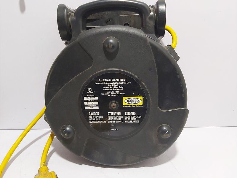 Hubbell HBLC40123TT Commercial Cord Reel w/ Triple Tap Outlet, 15A