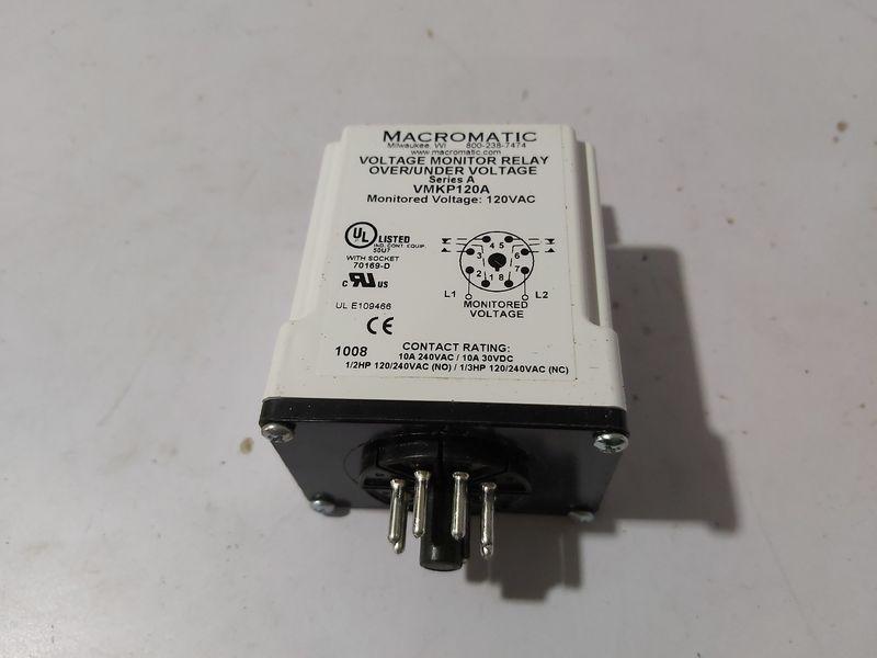 MACROMATIC VMKP120A SER-A VOLTAGE MONITOR RELAY OVER/UNDER 120VAC