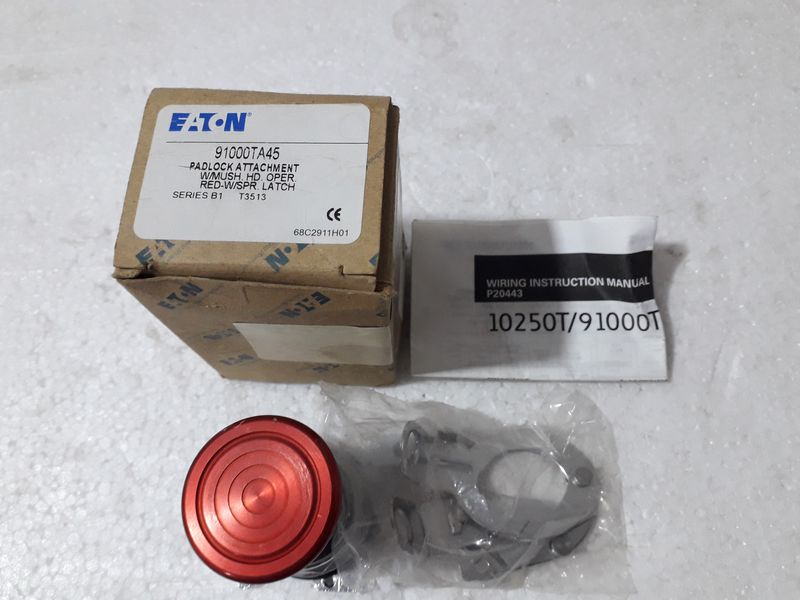 Eaton 91000TA45 Padlock Attachment W/Mush HD Oper Red-W/SPR.Latch Push Button