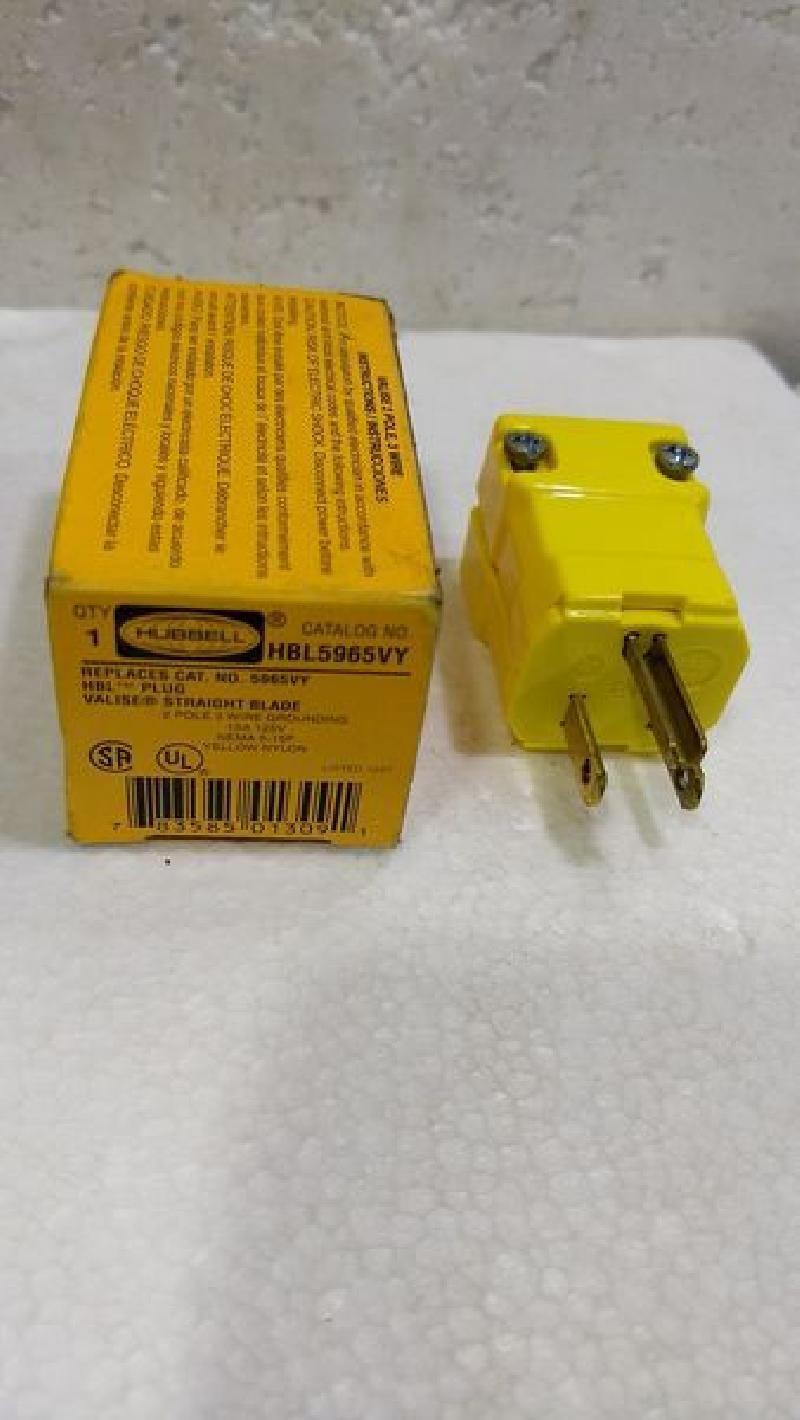 HUBBELL WIRING DEVICE-KELLEMS HBL5965VY 3 Wire Commercial Straight Blade Plug