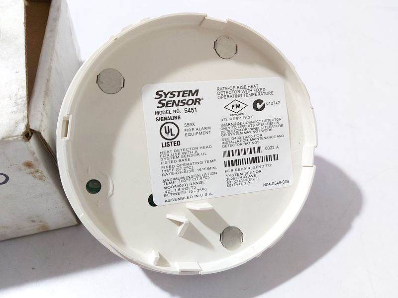 SYSTEM SENSOR 5451 FIXED 135 DEGREE RATE OF RISE HEAT DETECTOR 400 ...