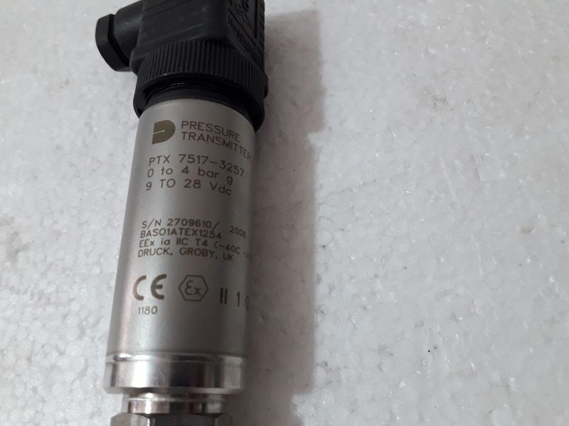 DRUCK GROBY PTX 7517-3257 PRESSURE TRANSMITTER RS P/N 444-0963 0TO4 BAR 9TO28VDC