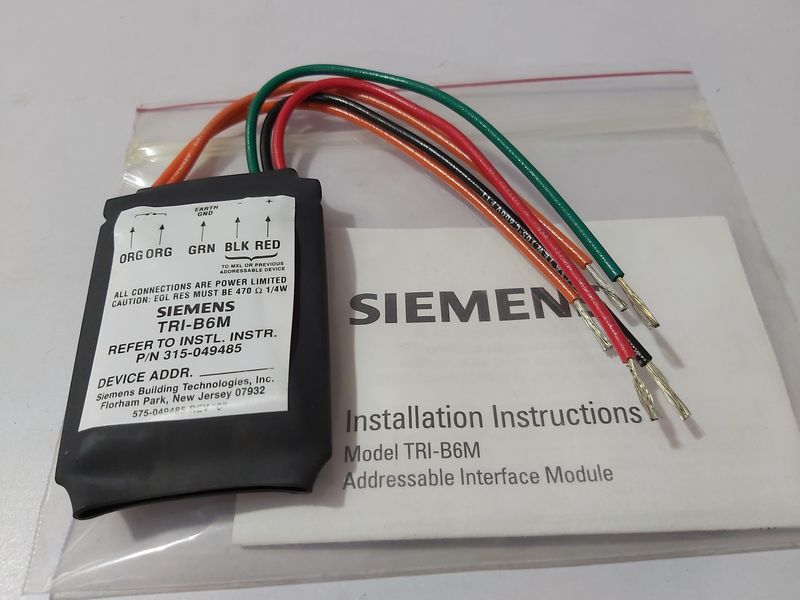 SIEMENS TRI-B6M FIRE DETECTION SYSTEM P/N 315-049485 ADDRESSABLE INTERFACE MODUL