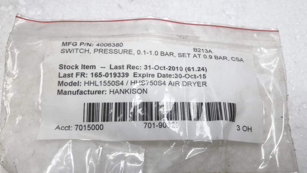 Hankison 4006380 Pressure Switch - S N Ship Spares