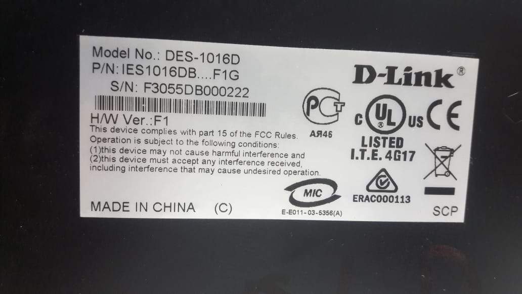 D Link DES-1016D IES1016B...F1G 16-Port Fast Ethernet Unmanaged Desktop Switch