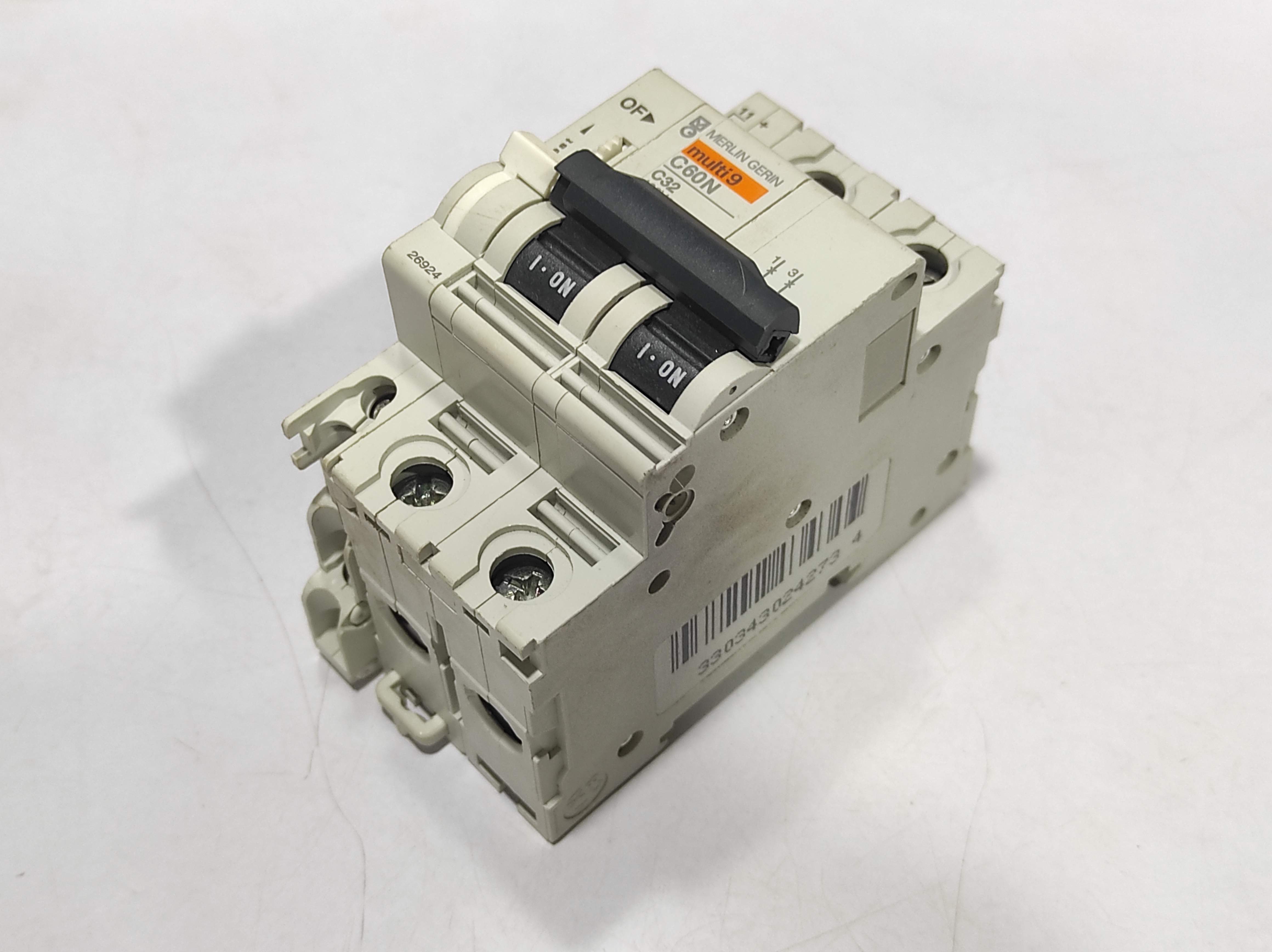 Merlin Gerin Multi 9 C60N C32 Circuit Breaker With Schneider 26924 Auxiliary Contact Block