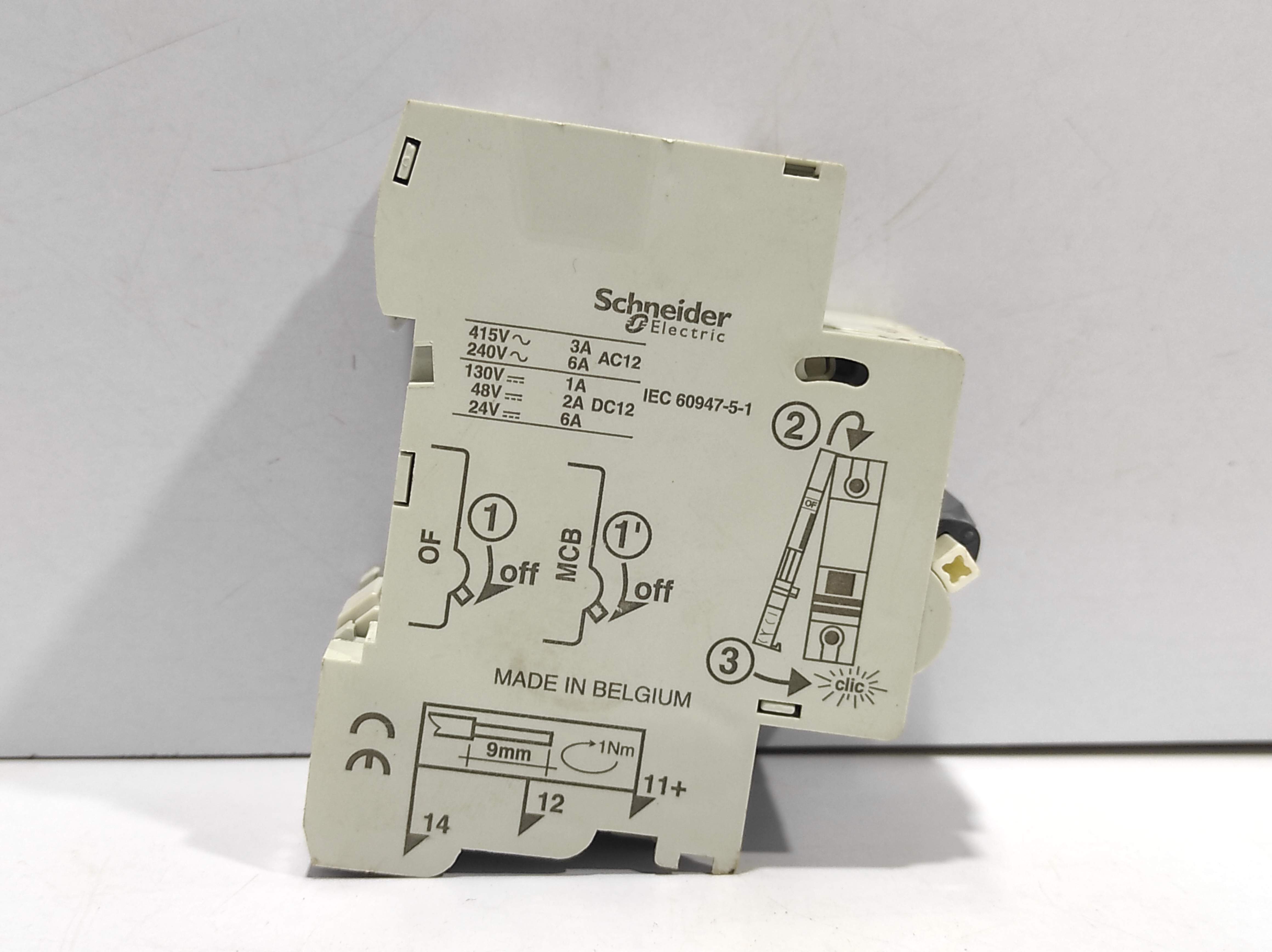 Schneider C60N C6 Circuit Breaker With Schneider 26924 Auxiliary Contact Block
