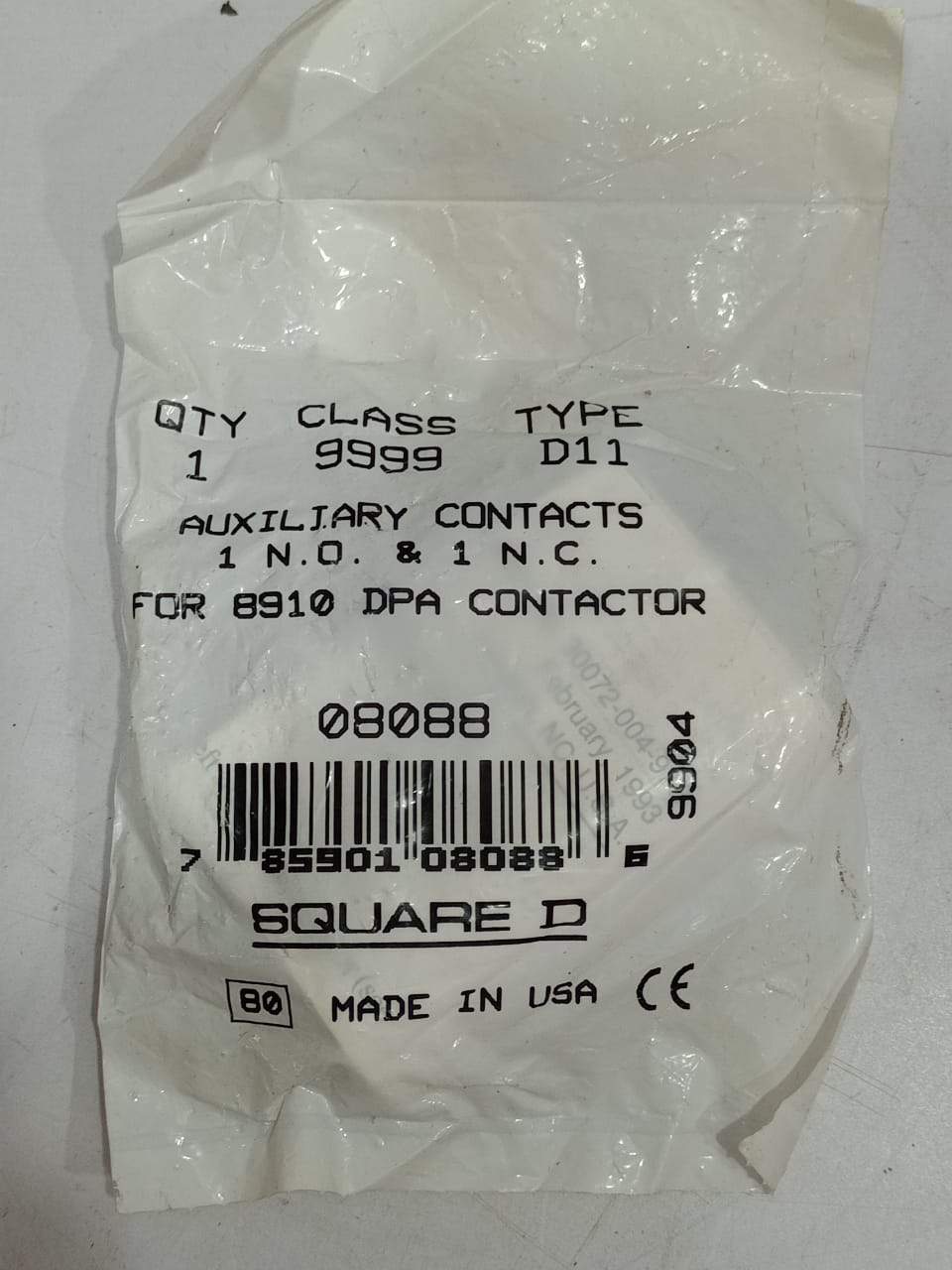 Square D 9999 D11 Auxiliary Contact 1NC 1NO