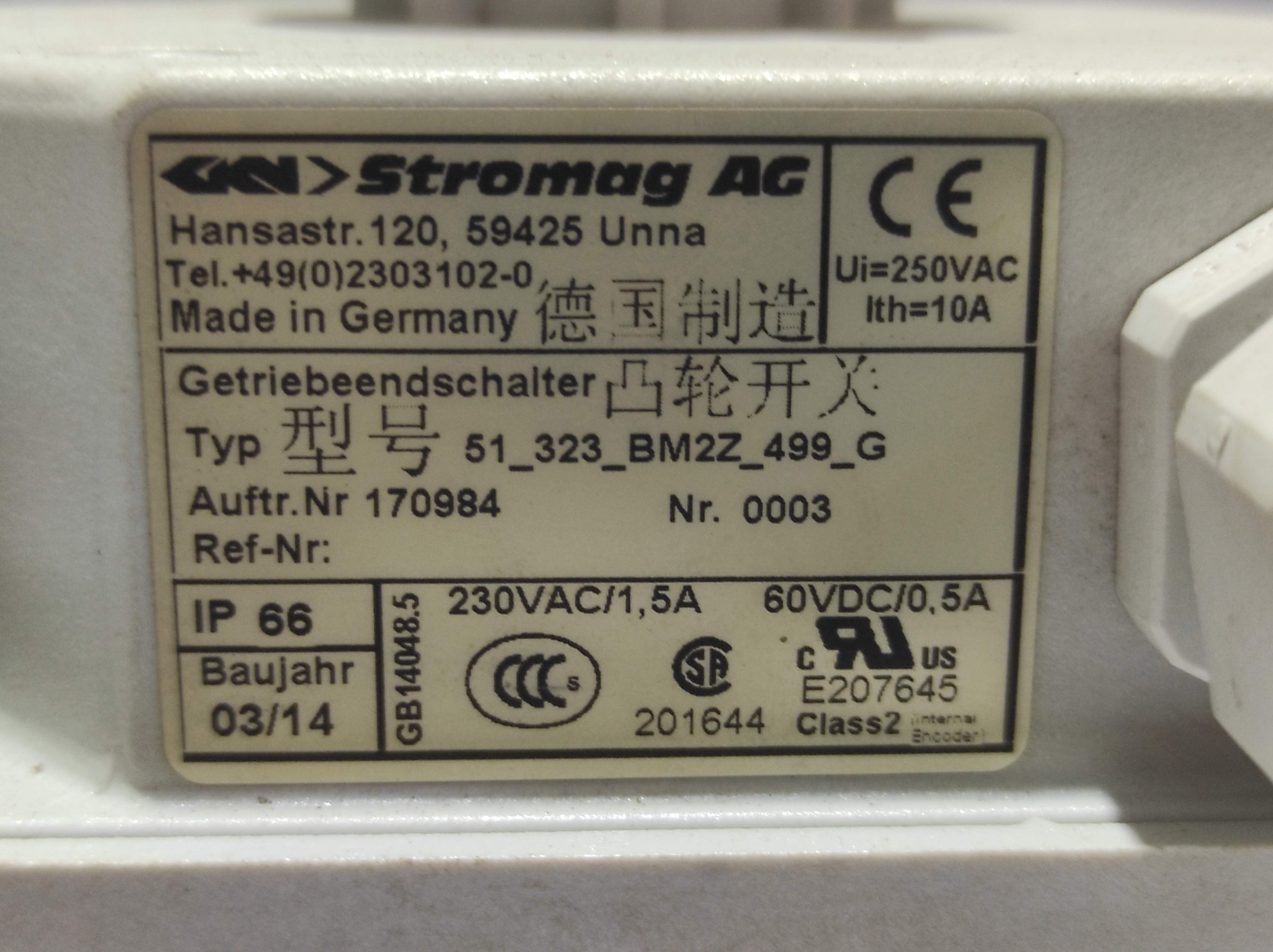 Stromag AG 51_1384_BM4Z_699_G Gear Limit Switch