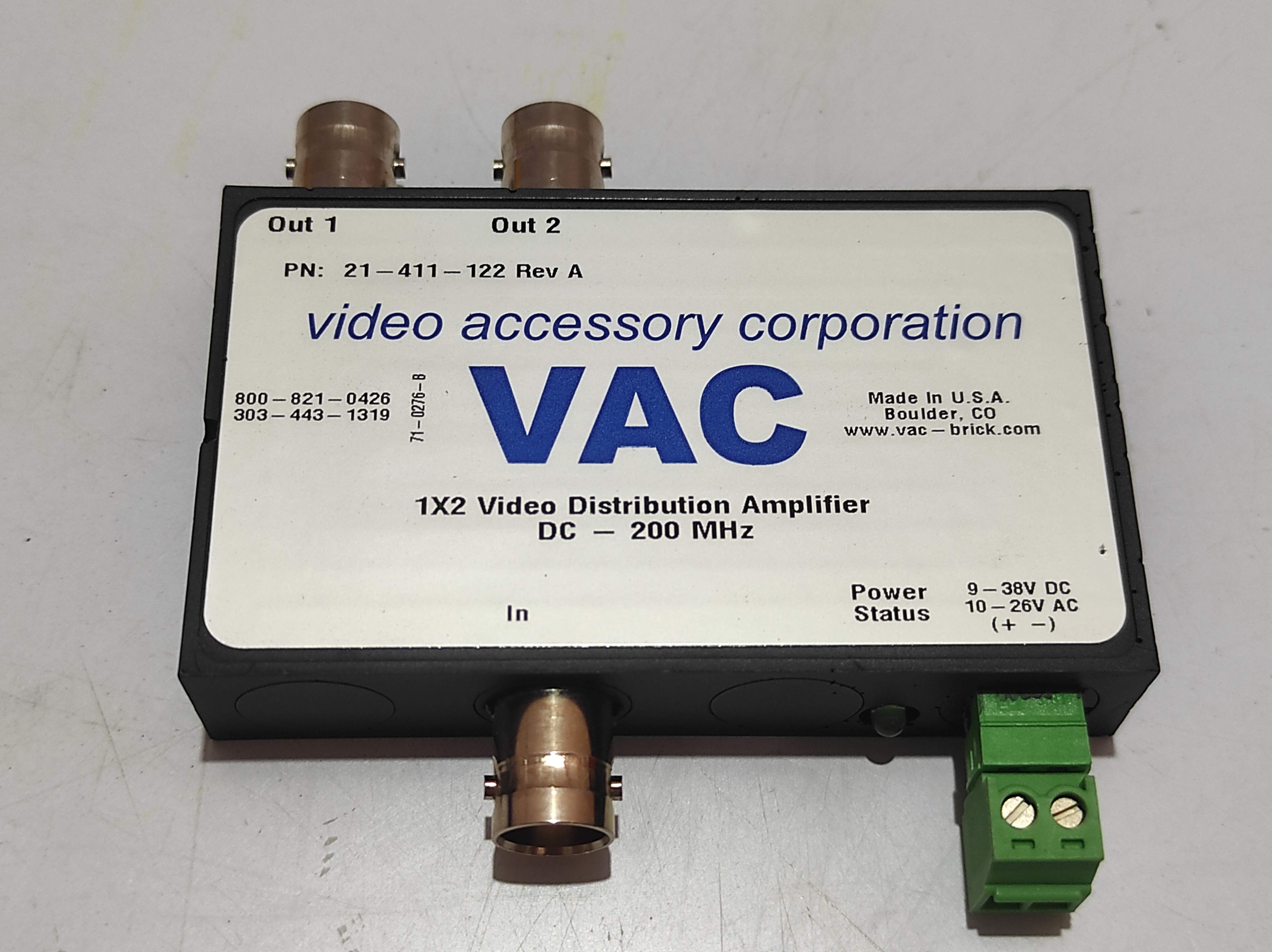 VAC 21-411-122 Rev A Video Distribution Amplifier
