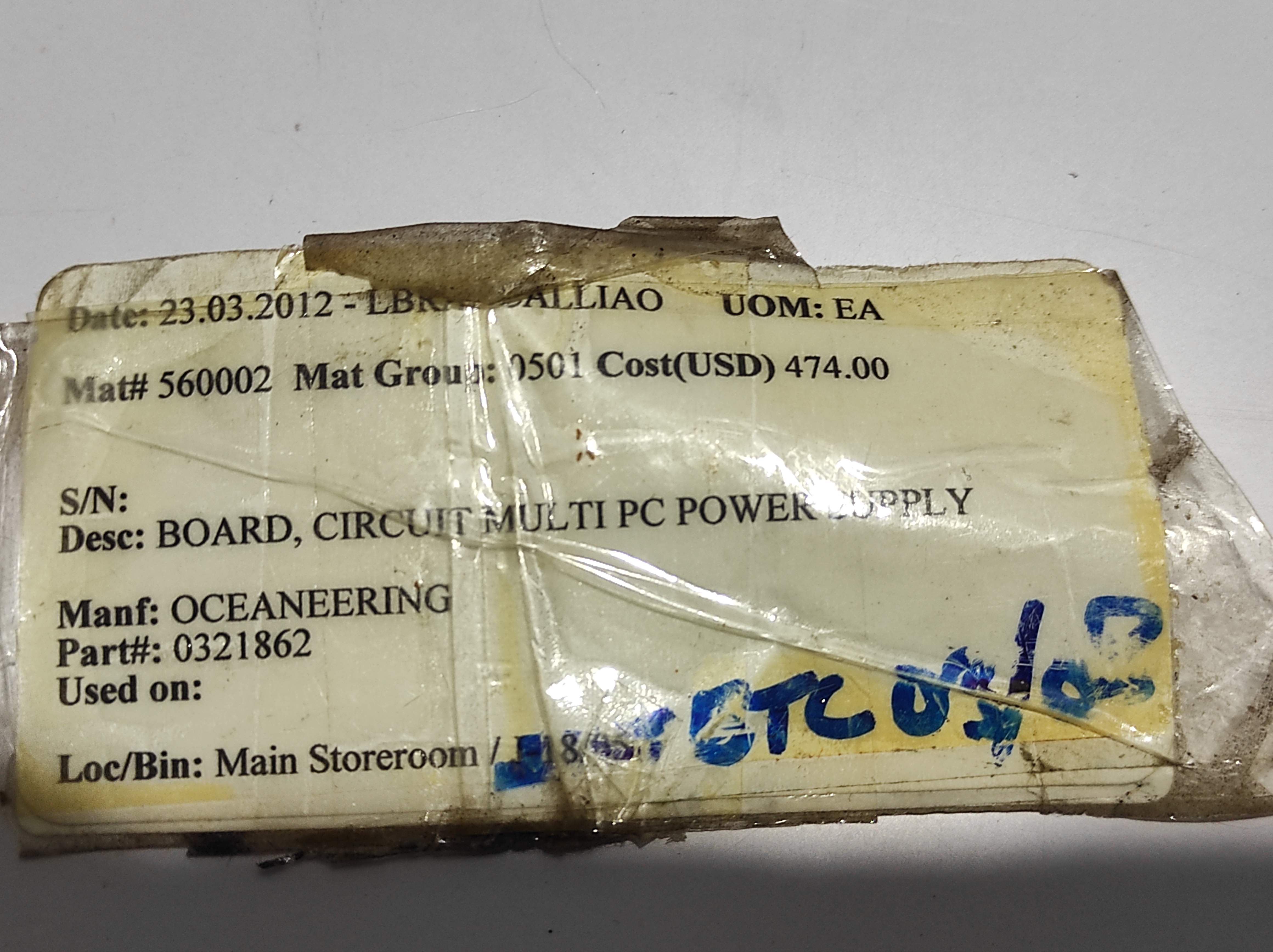 Oceaneering 0321862 Circuit Multi PC Power Supply Board