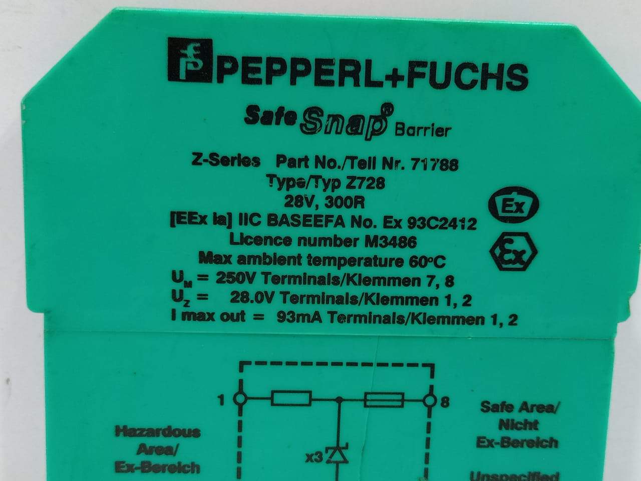 Pepperl Fuchs Z-Series Z728 71788 Safe Snap Barrier