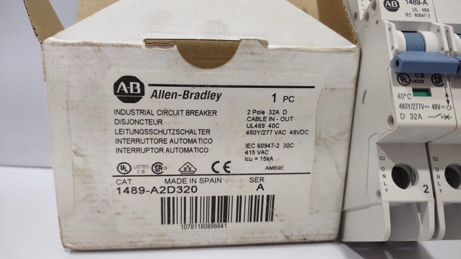 Allen Bradley 1489-A2D320 Ser A Industrial Circuit Breaker 2Pole 32A
