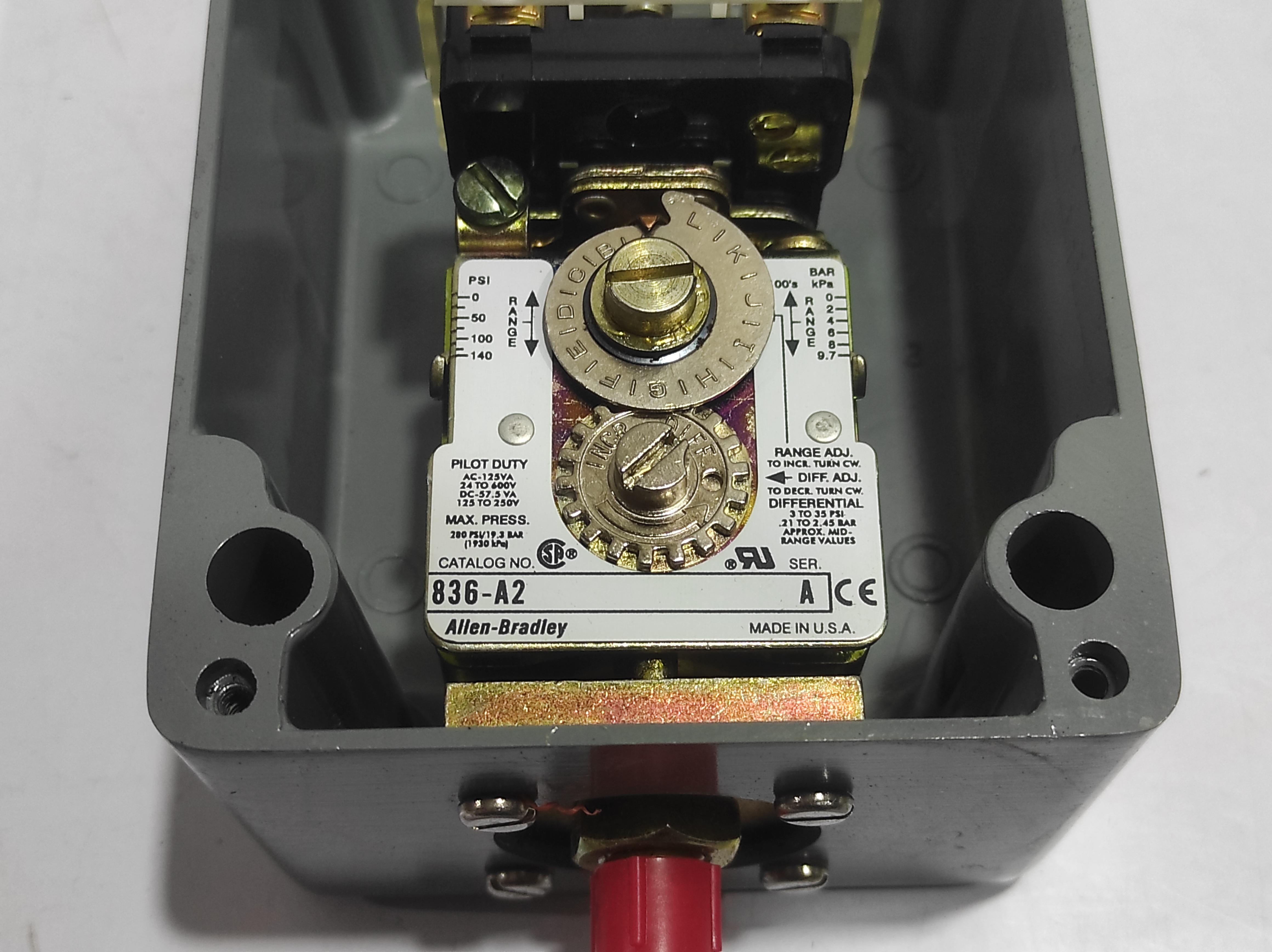 Allen Bradley 836-A2J Ser A Pressure Control Switch _ 836A2J