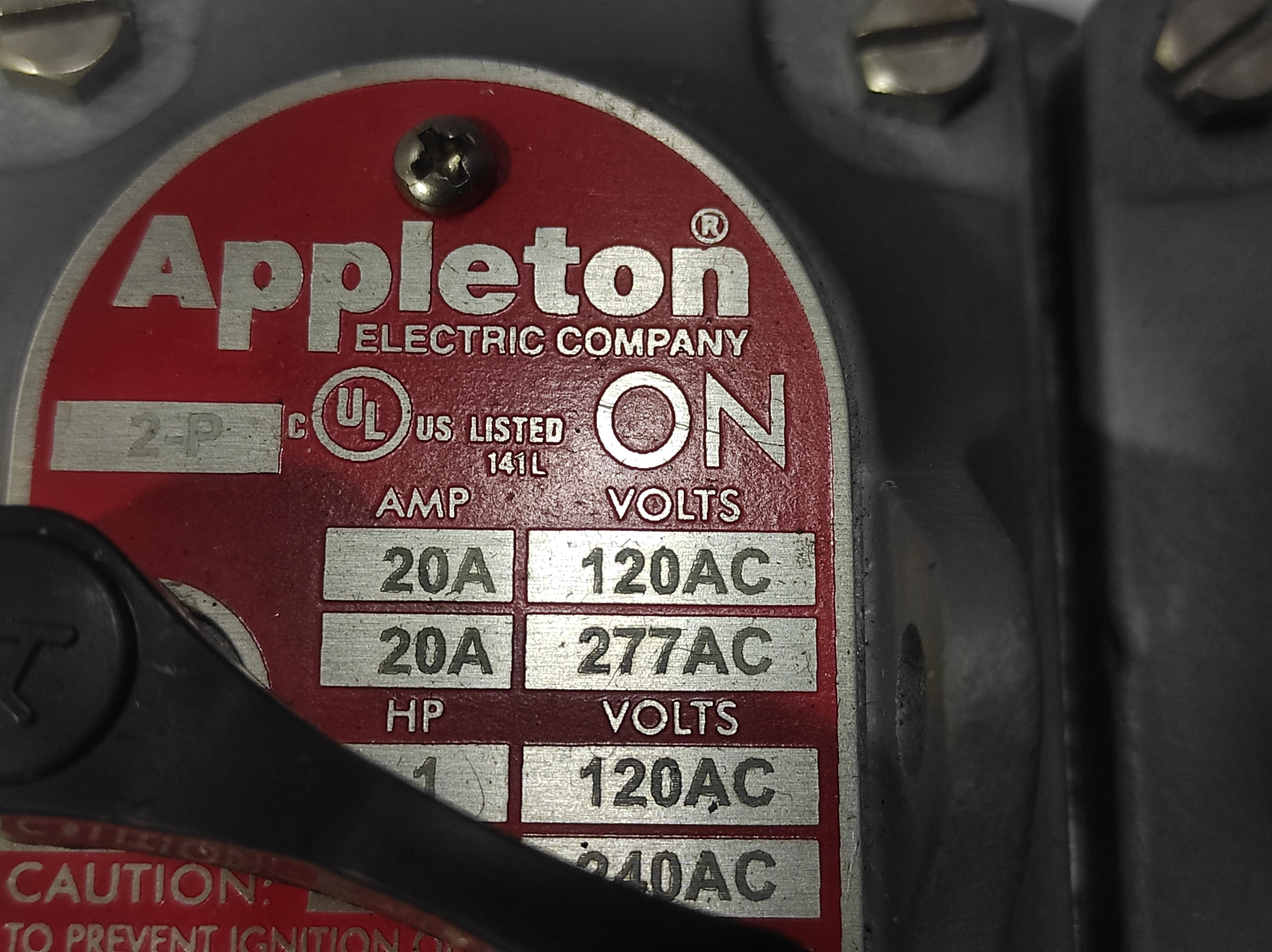 Appleton EFSC275F2 ON_OFF X-Proof Switch