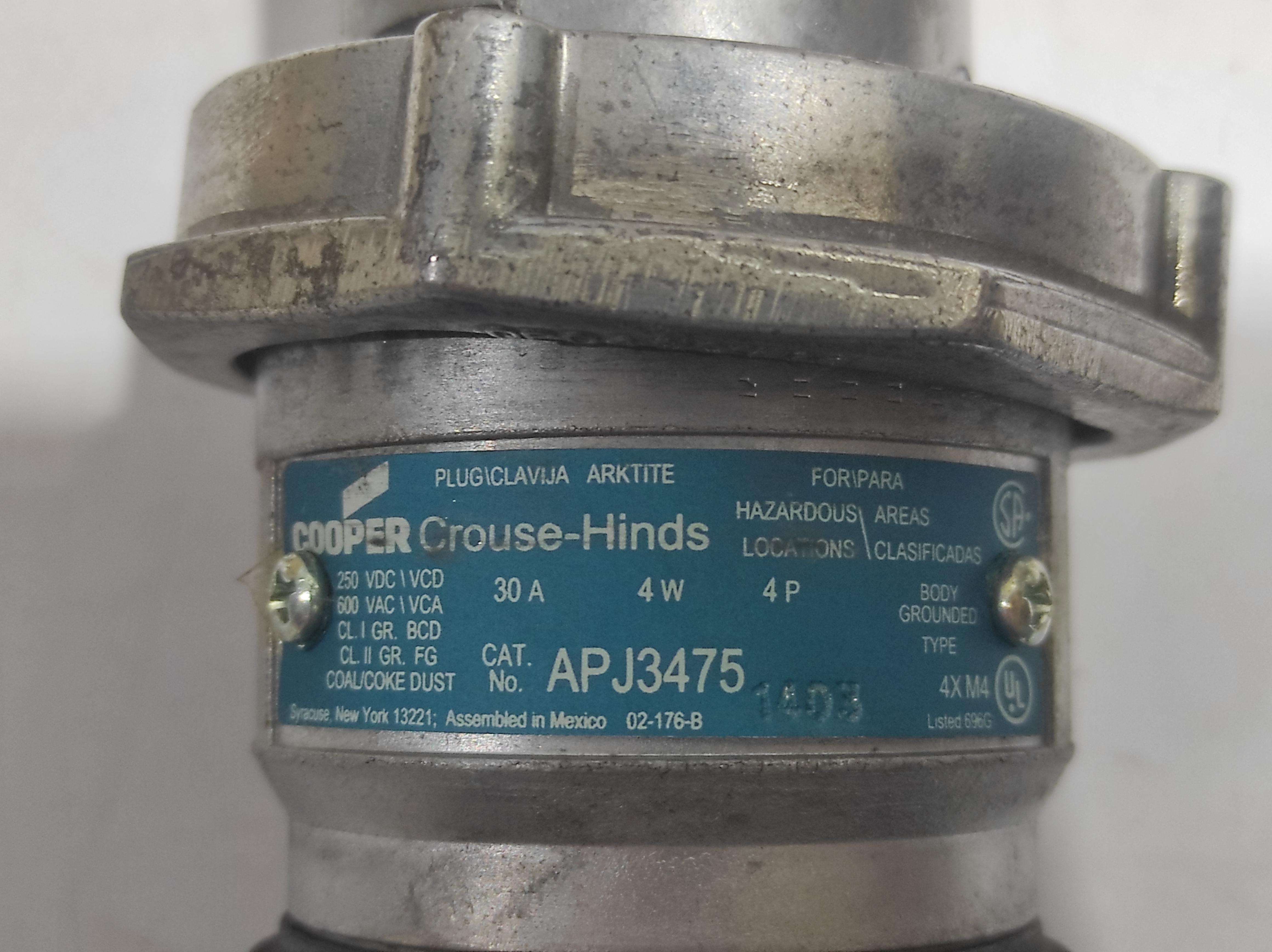Cooper Crouse Hinds APJ3475 Model M4 Plug Body Grounded 30A 4W 4P
