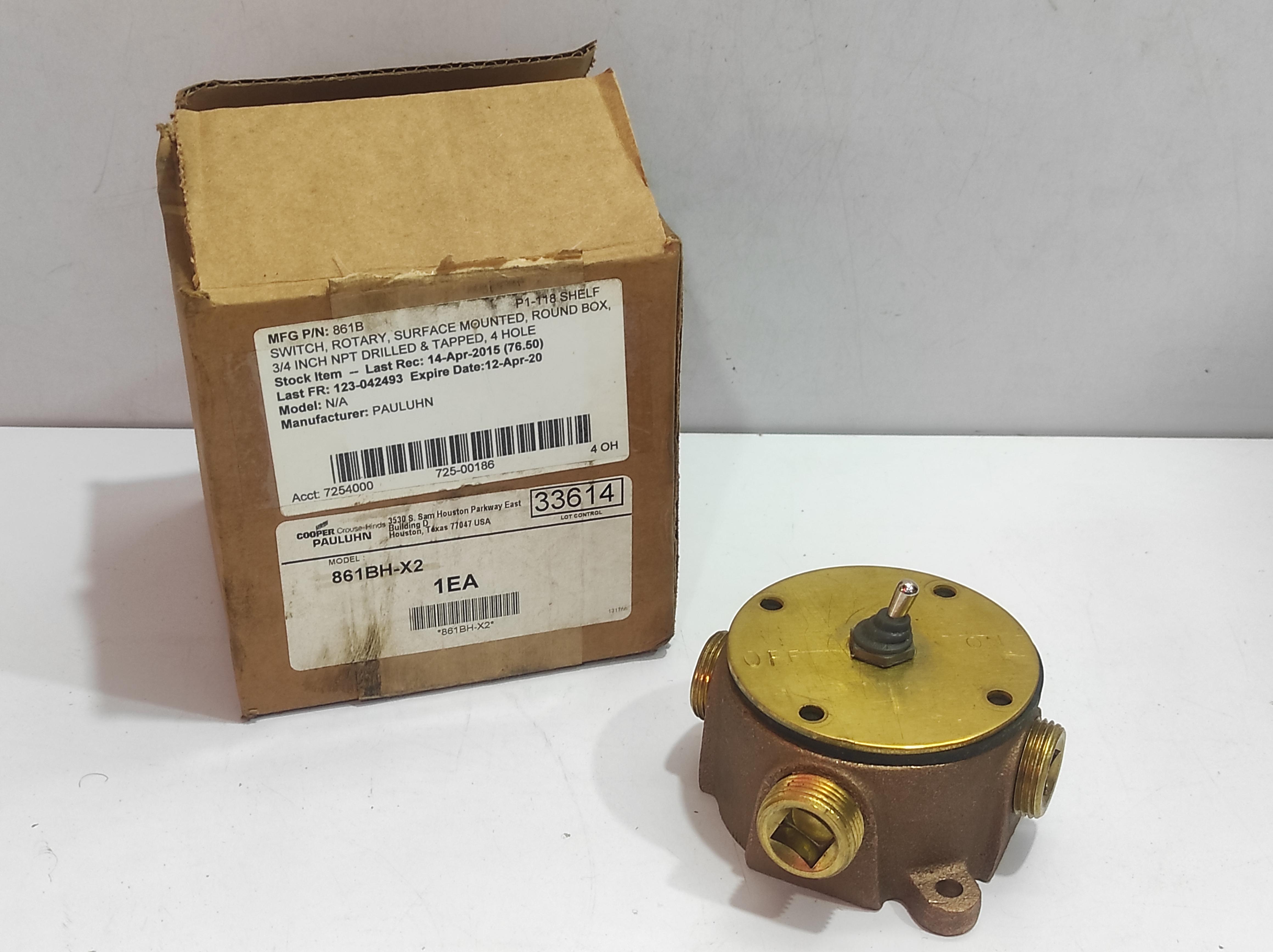 Cooper Crouse Hinds Pauluhn 861BH-X2 Rotary Switch 861BHX2