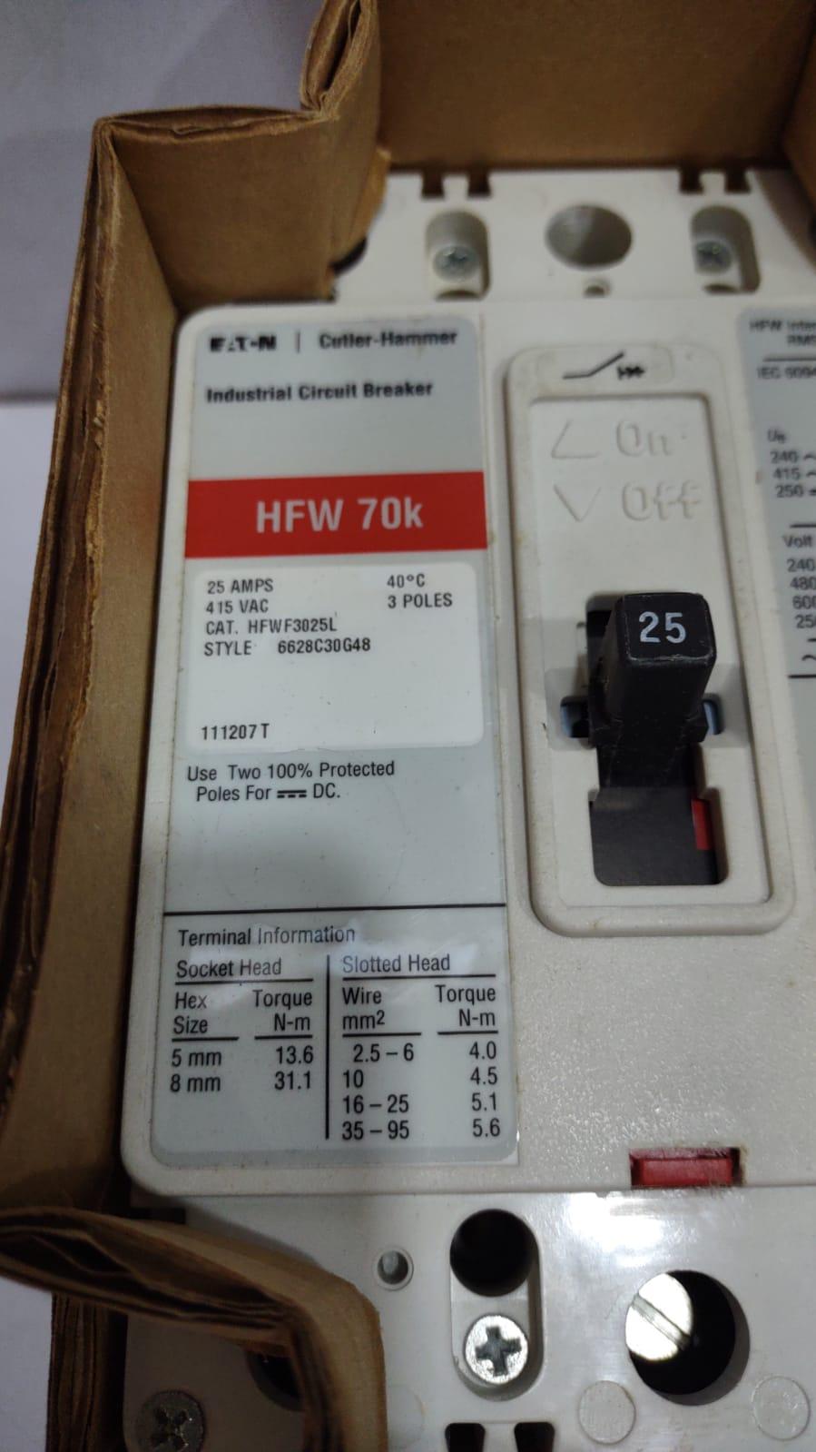 Eaton HFWF3025 Ser C Industrial Circuit Breaker 16A 690VAC