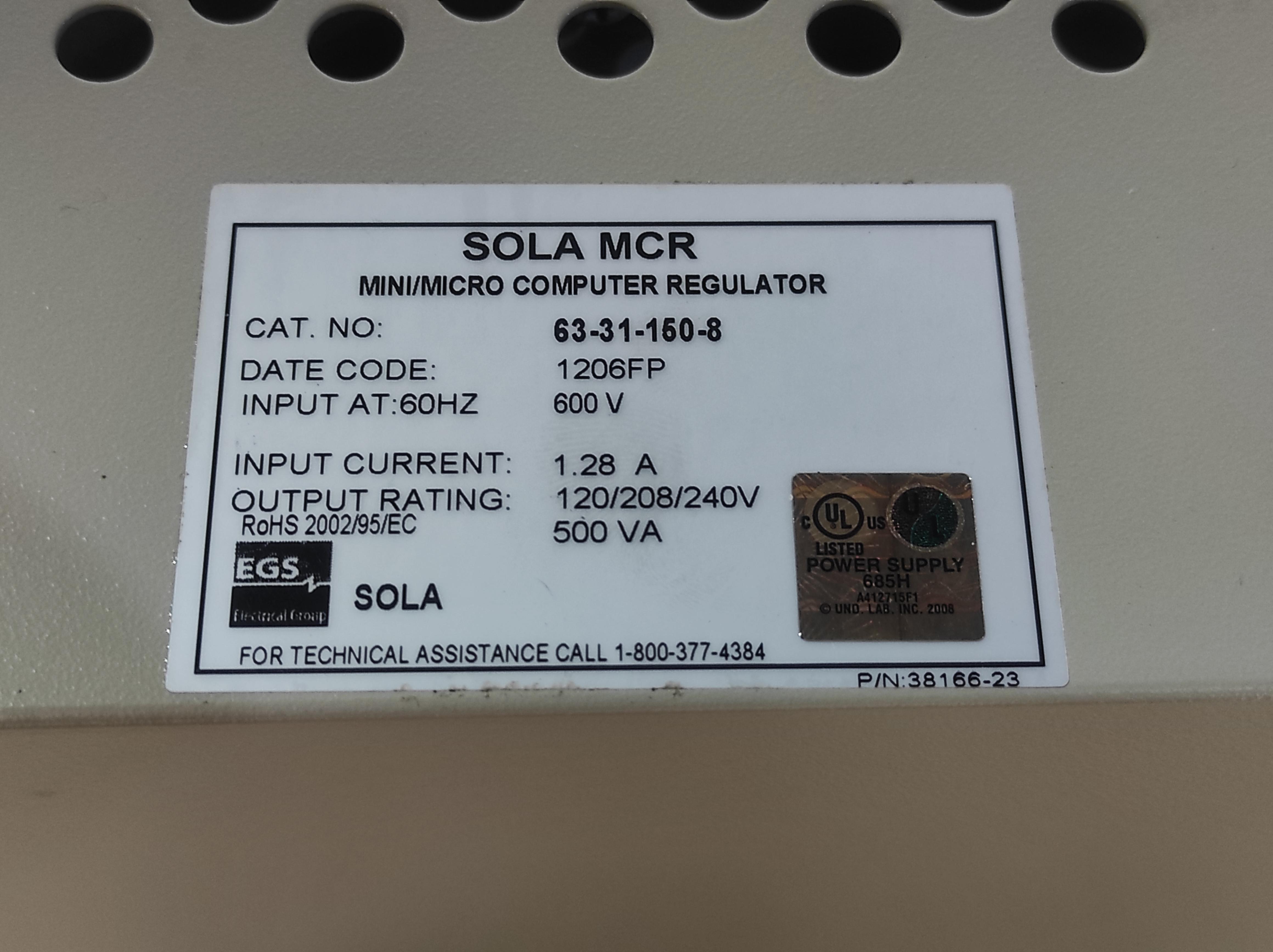 EGS Sola 63-31-150-8 Constant Voltage Power Conditioner